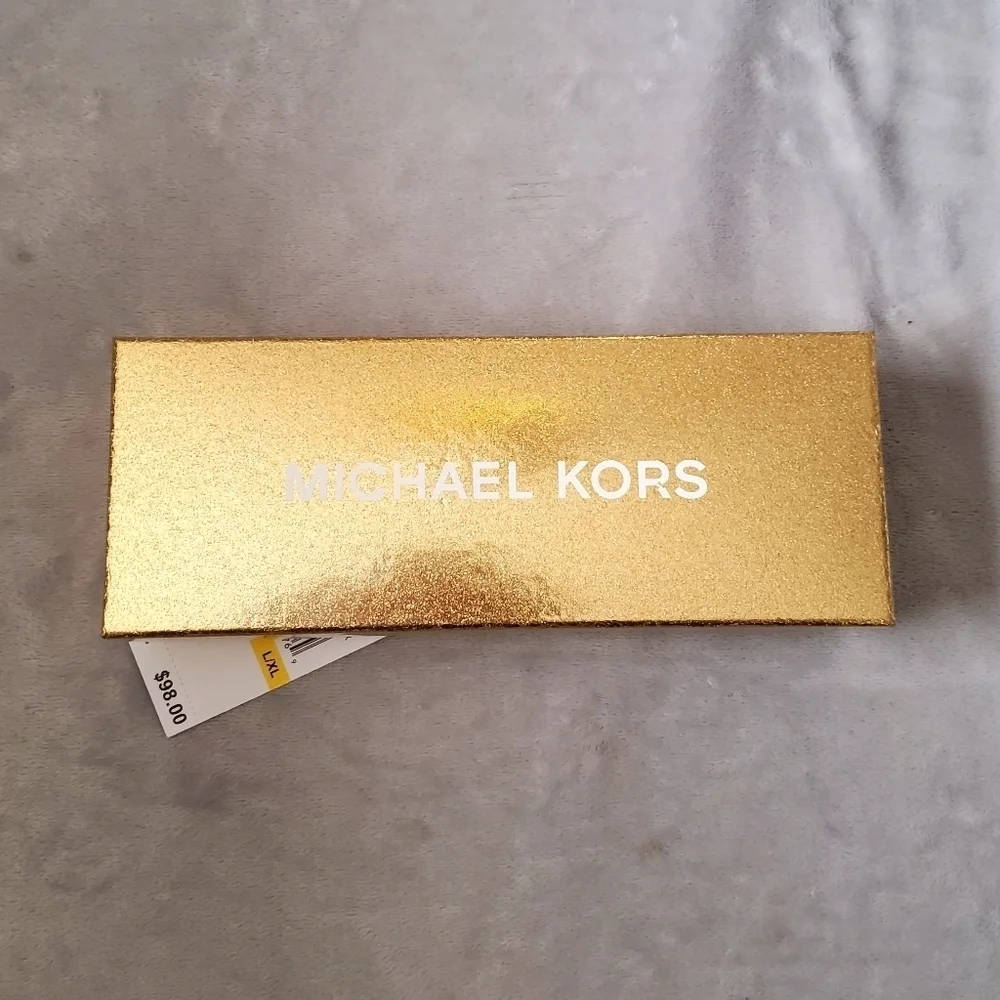 Michael Kors White Leather Belt Gold Hardwear Gift Box Size L/XL NWT